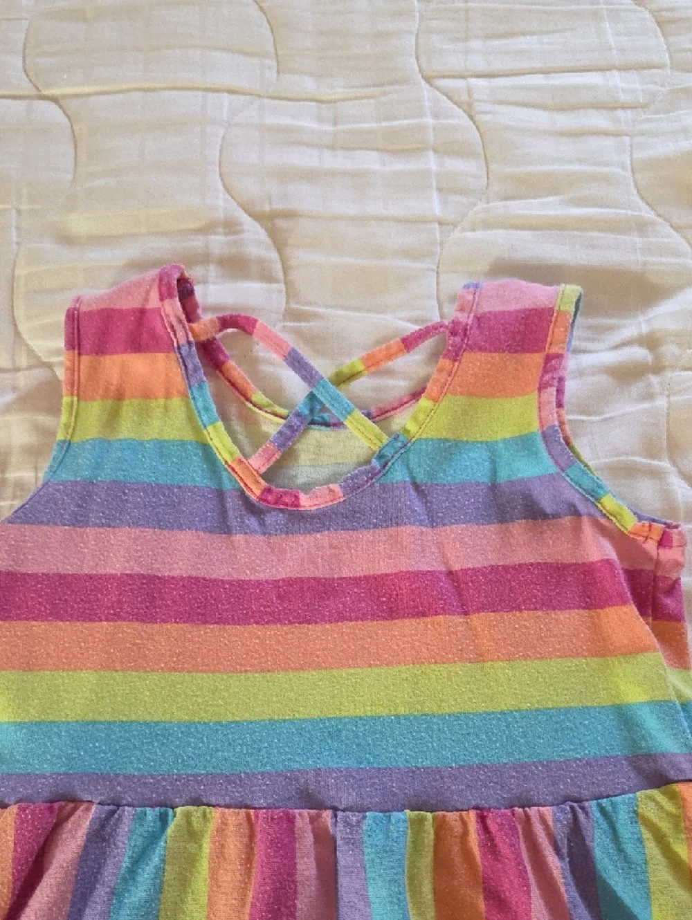 Girls Rainbow Stripe Sleeveless Dress - Multicolor - Picture 3 of 5